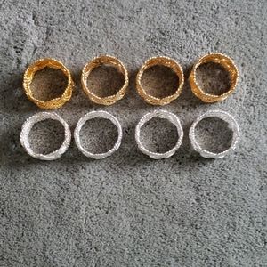 EUC Set of 8 gold & silver tone napkin holders